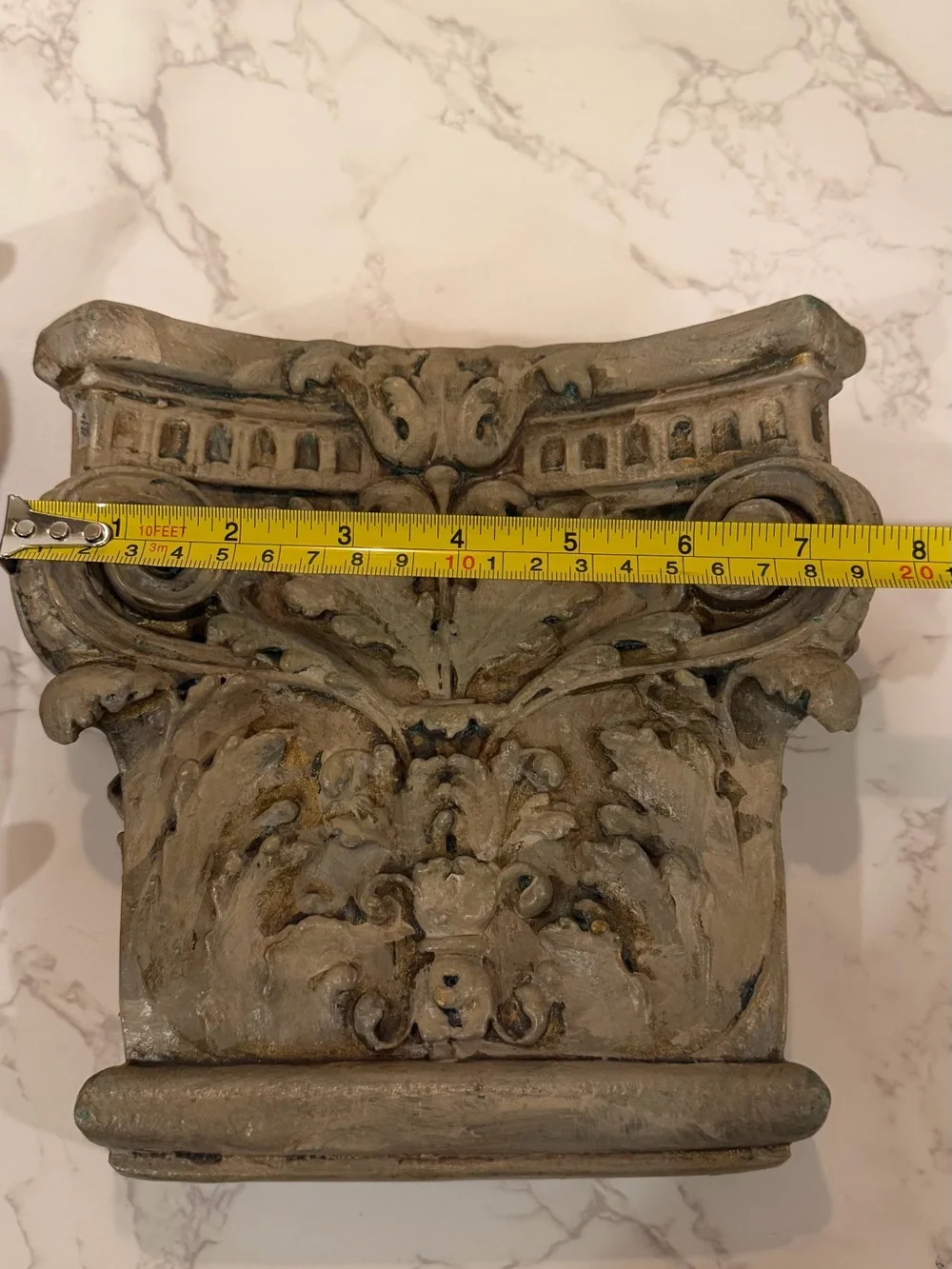 Pair Corinthian Wall Shelves Corbels Faux Stone Architectural Neoclassical Decor